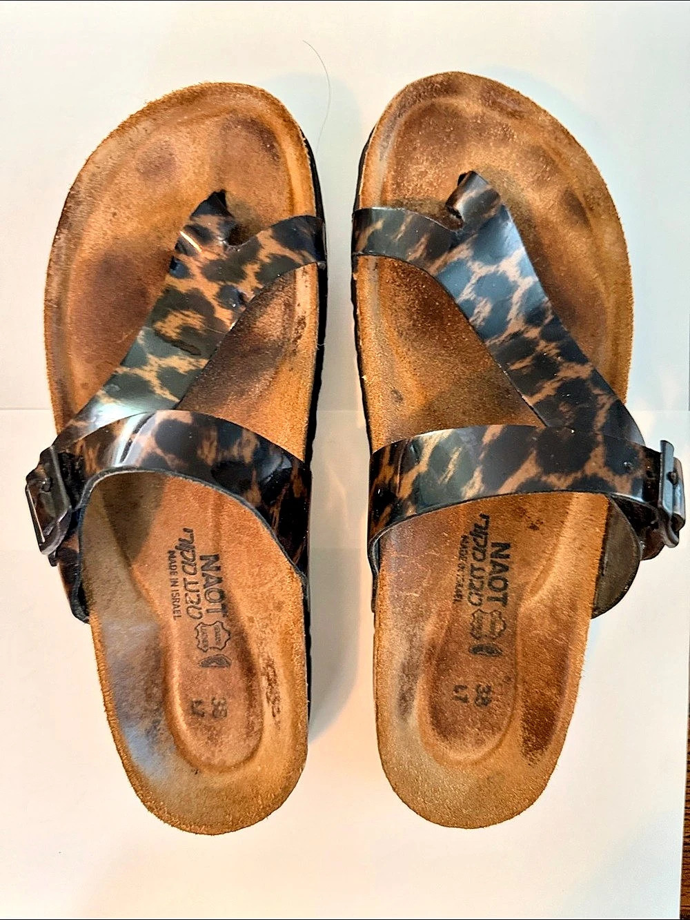 Naot Animal Print Sandals Brown & Black Size 38